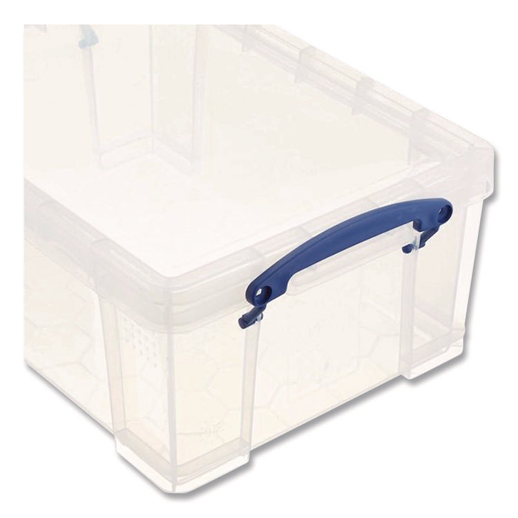 Snap-Lid Storage Bin, 2.37 Gal, 10.25" X 14.5" X 6.25", Clear/blue, 4/pack