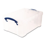 Snap-Lid Storage Bin, 2.38 Gal, 10.25" X 14.5" X 6.25", Clear/blue