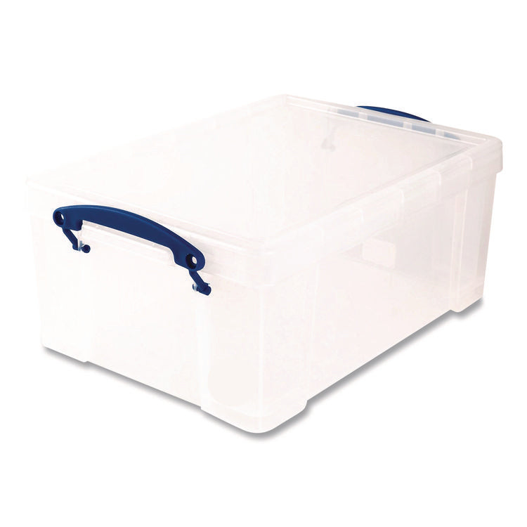 Snap-Lid Storage Bin, 2.38 Gal, 10.25" X 14.5" X 6.25", Clear/blue