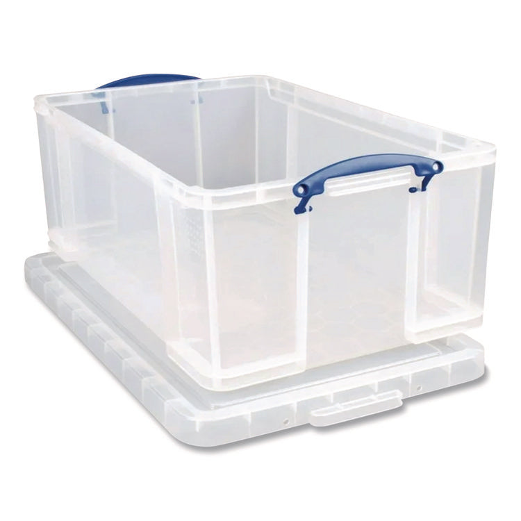 Snap-Lid Storage Bin, 2.38 Gal, 10.25" X 14.5" X 6.25", Clear/blue