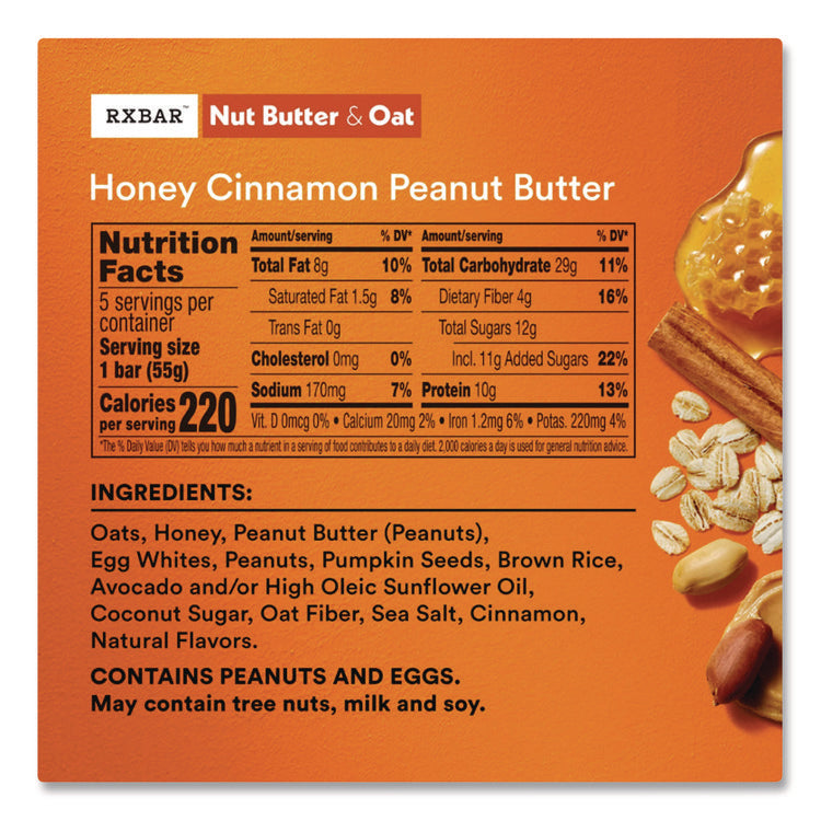 Gluten-Free Honey Cinnamon Peanut Butter Protein Bar, 1.9 oz Bar, 12/Box
