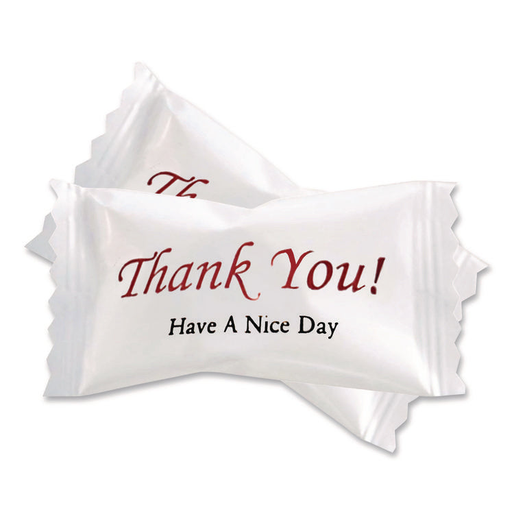Thank You Have a Nice Day Mints, White Buttermint, Individually Wrapped, 1,000/Carton