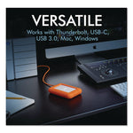 Rugged Portable External Hard Drive, 2 Tb, Usb-C, Orange/silver