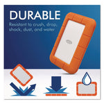 Rugged Portable External Hard Drive, 2 Tb, Usb-C, Orange/silver