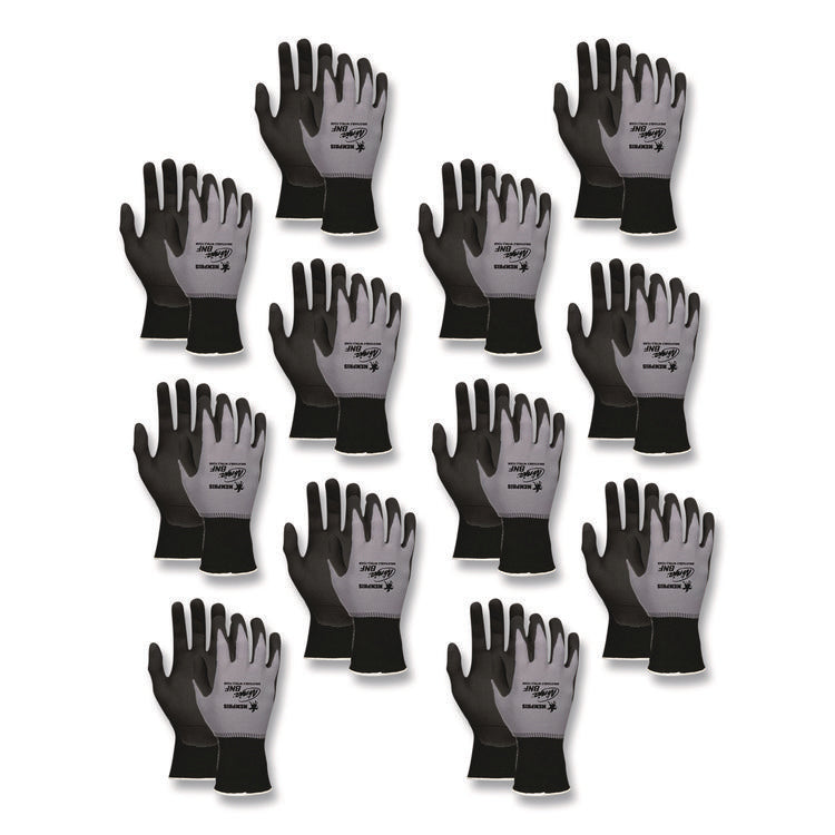 Ninja Nitrile Coating Nylon/Spandex Gloves, Small, Black/Gray, 12 Pairs