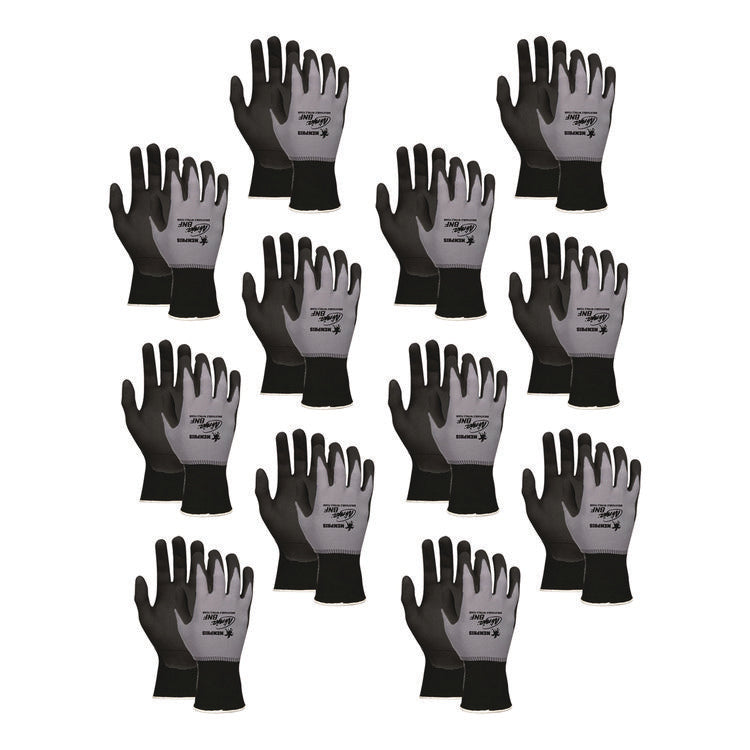 Ninja Nitrile Coating Nylon/Spandex Gloves, X-Large, Black/Gray, 12 Pairs