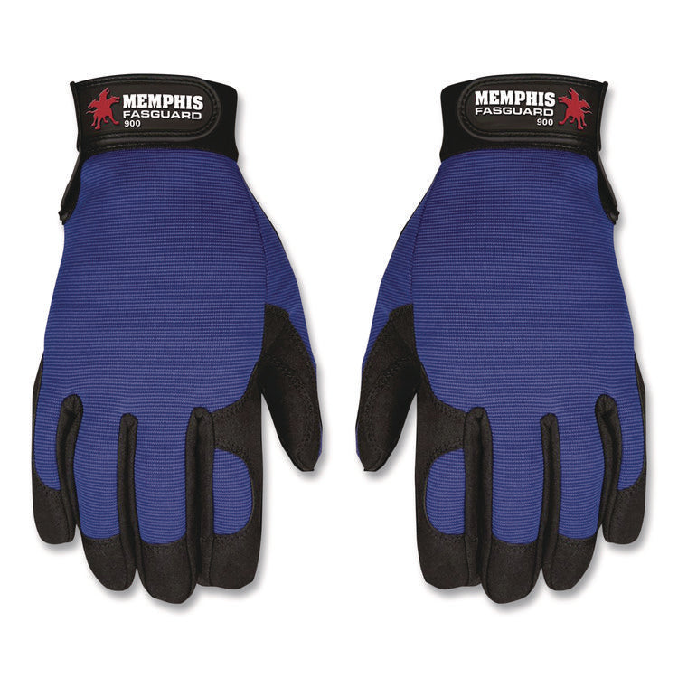 Clarino Synthetic Leather Palm Mechanics Gloves, Medium, Blue/Black, Pair