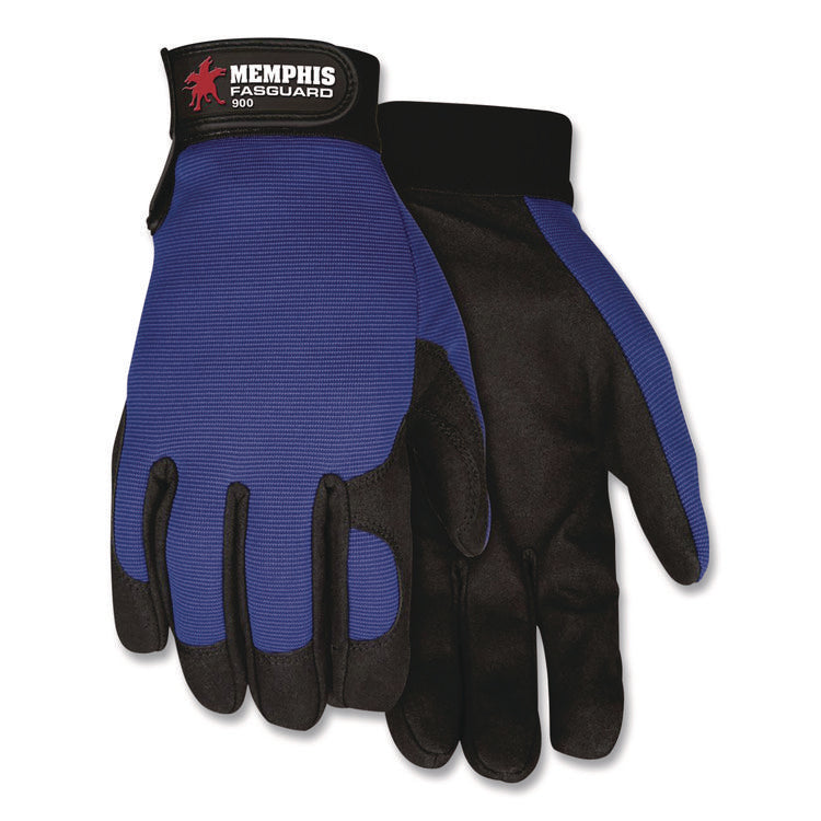 Clarino Synthetic Leather Palm Mechanics Gloves, X-Large, Blue/Black, Pair