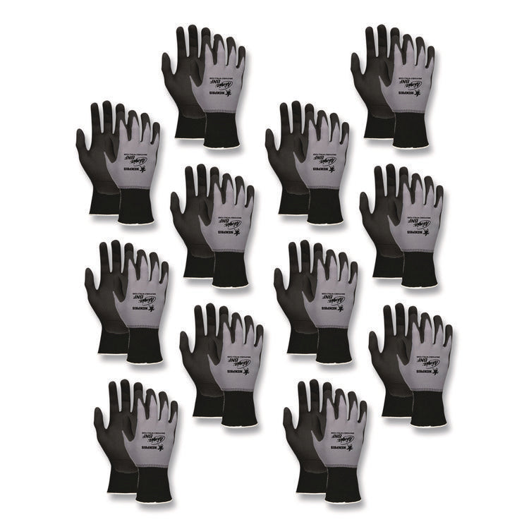 Ninja Nitrile Coating Nylon/Spandex Gloves, Large, Black/Gray, 12 Pairs
