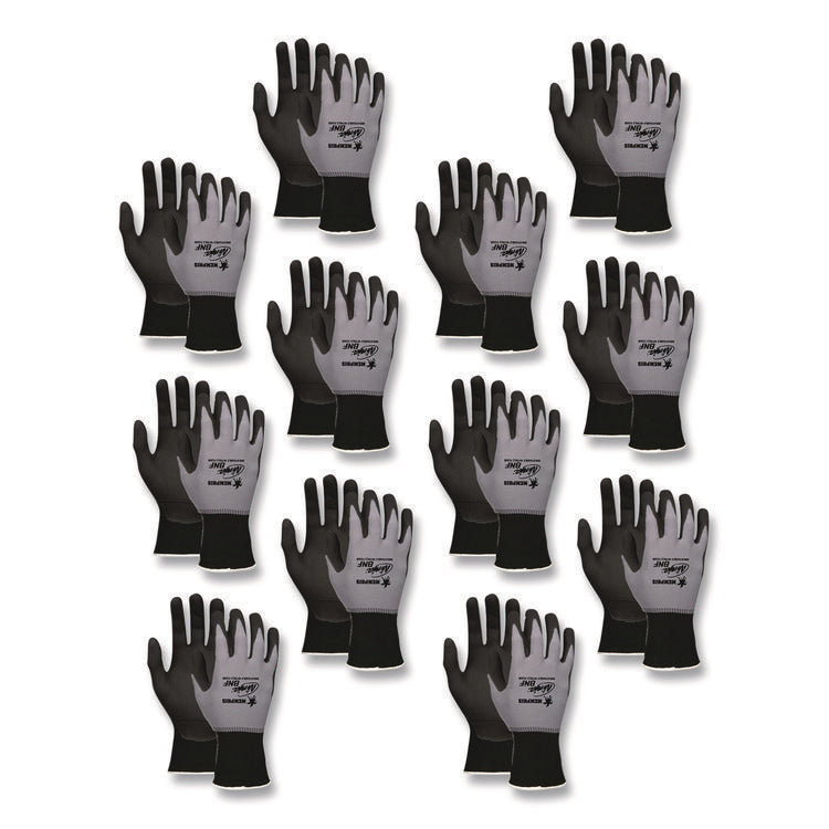 Ninja Nitrile Coating Nylon/Spandex Gloves, Medium, Black/Gray, 12 Pairs