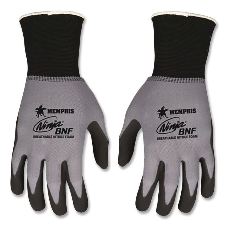 Ninja Nitrile Coating Nylon/Spandex Gloves, Medium, Black/Gray, 12 Pairs