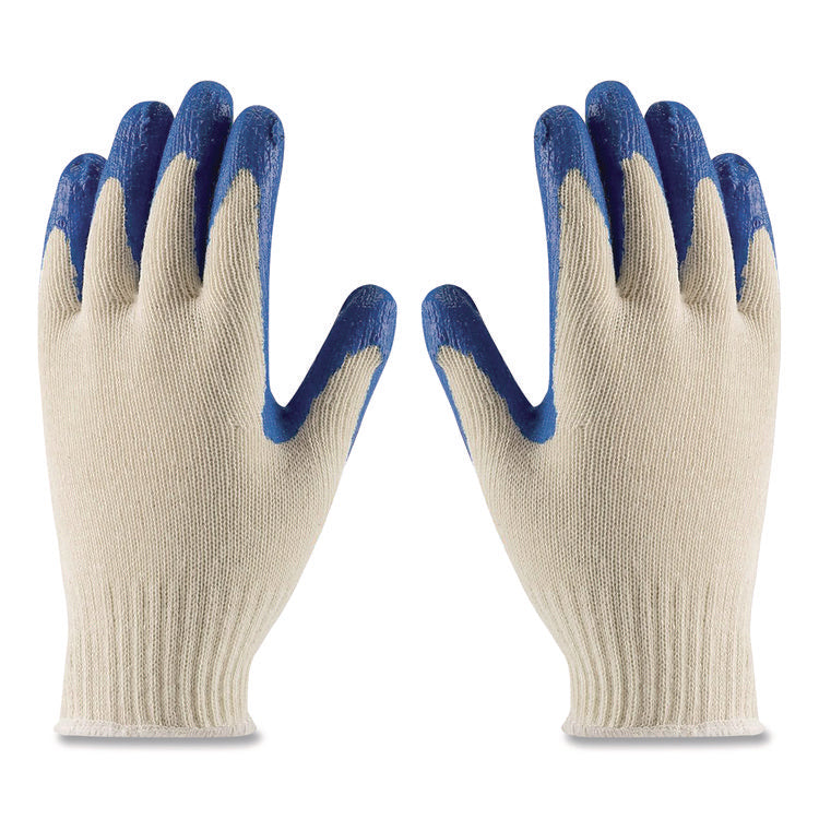 Seamless Knit Cotton/Polyester Gloves, EN388: 2011, Large, Natural/Blue, 12 Pairs