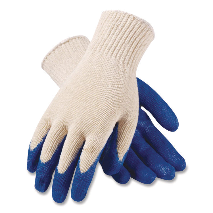 Seamless Knit Cotton/Polyester Gloves, EN388: 2011, Medium, Natural/Blue, 12 Pairs