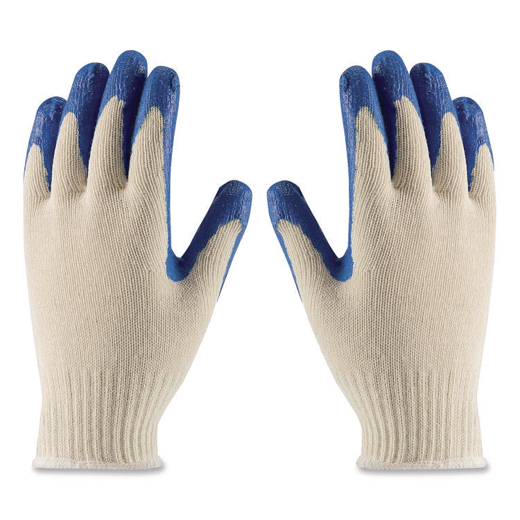 Seamless Knit Cotton/Polyester Gloves, EN388: 2011, Medium, Natural/Blue, 12 Pairs