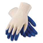 Seamless Knit Cotton/Polyester Gloves, EN388: 2011, Small, Natural/Blue, 12 Pairs