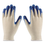 Seamless Knit Cotton/Polyester Gloves, EN388: 2011, Small, Natural/Blue, 12 Pairs