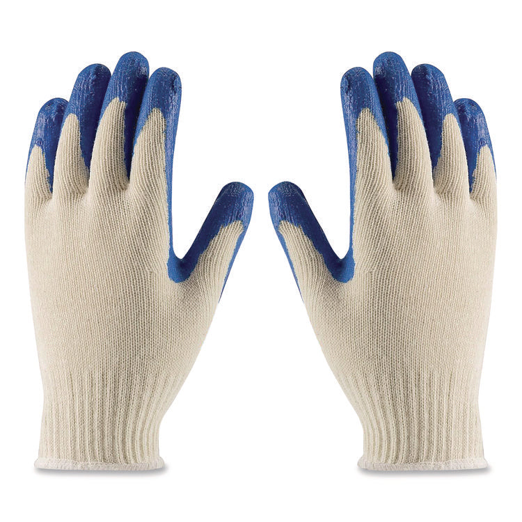 Seamless Knit Cotton/Polyester Gloves, EN388: 2011, Small, Natural/Blue, 12 Pairs
