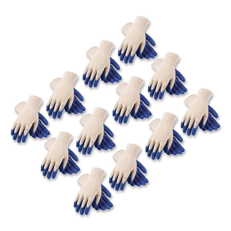 Seamless Knit Cotton/Polyester Gloves, EN388: 2011, Small, Natural/Blue, 12 Pairs