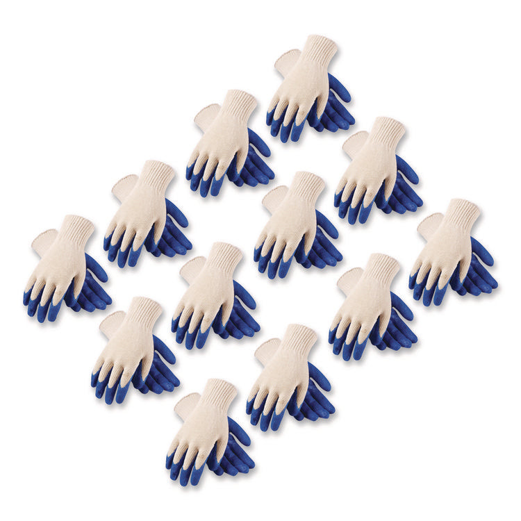 Seamless Knit Cotton/Polyester Gloves, EN388: 2011, X-Large, Natural/Blue, 12 Pairs