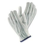 Top-Grain Leather Drivers Gloves with Shoulder-Split Cowhide Leather Back, Gunn Cut, Keystone Thumb, Large, Gray, Pair