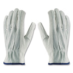 Top-Grain Leather Drivers Gloves with Shoulder-Split Cowhide Leather Back, Gunn Cut, Keystone Thumb, Medium, Gray, Pair