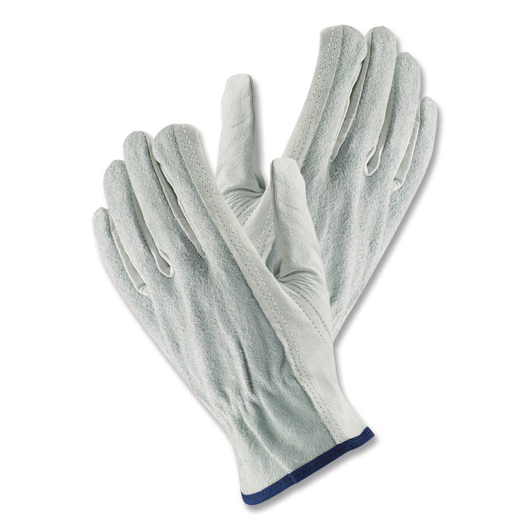 Top-Grain Leather Drivers Gloves with Shoulder-Split Cowhide Leather Back, Gunn Cut, Keystone Thumb, Small, Gray, Pair