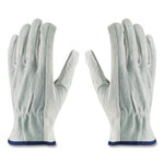 Top-Grain Leather Drivers Gloves with Shoulder-Split Cowhide Leather Back, Gunn Cut, Keystone Thumb, Small, Gray, Pair