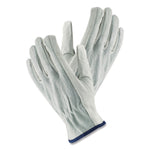 Top-Grain Leather Drivers Gloves with Shoulder-Split Cowhide Leather Back, Gunn Cut, Keystone Thumb, X-Large, Gray, Pair