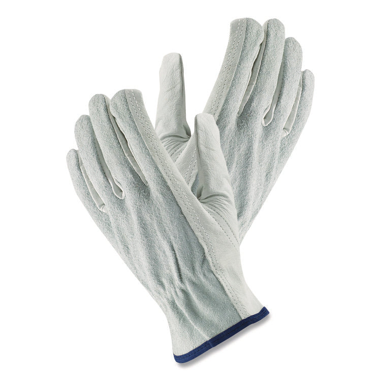 Top-Grain Leather Drivers Gloves with Shoulder-Split Cowhide Leather Back, Gunn Cut, Keystone Thumb, X-Large, Gray, Pair
