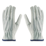 Top-Grain Leather Drivers Gloves with Shoulder-Split Cowhide Leather Back, Gunn Cut, Keystone Thumb, X-Large, Gray, Pair
