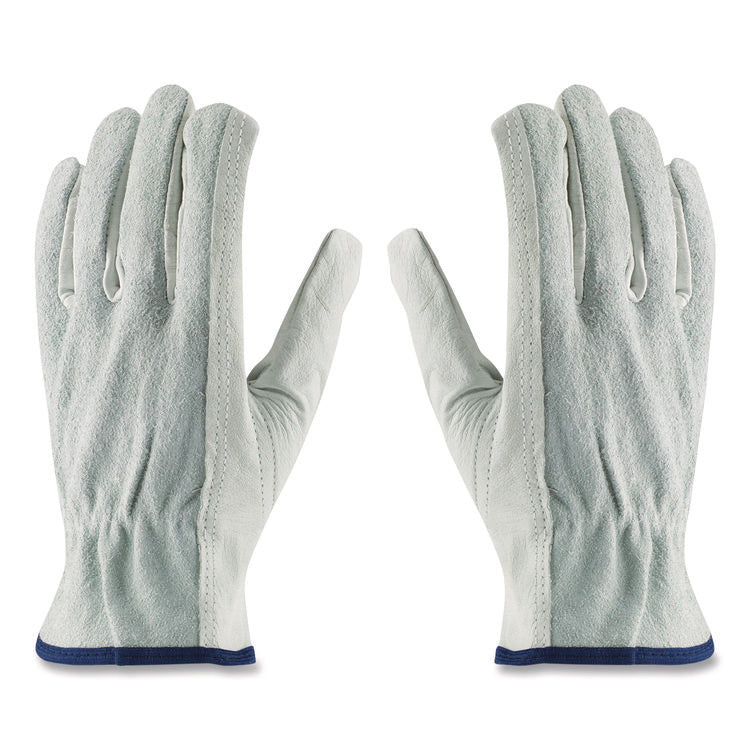 Top-Grain Leather Drivers Gloves with Shoulder-Split Cowhide Leather Back, Gunn Cut, Keystone Thumb, X-Large, Gray, Pair