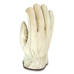 Economy Grade Top-Grain Cowhide Leather Work Gloves, Gunn Cut, Wing Thumb, Medium, Tan, Pair