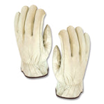 Economy Grade Top-Grain Cowhide Leather Work Gloves, Gunn Cut, Wing Thumb, Medium, Tan, Pair