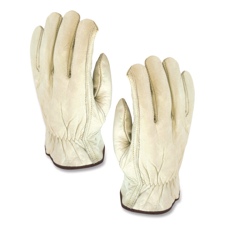 Economy Grade Top-Grain Cowhide Leather Work Gloves, Gunn Cut, Wing Thumb, Small, Tan, Pair