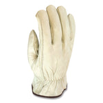 Economy Grade Top-Grain Cowhide Leather Work Gloves, Gunn Cut, Wing Thumb, Small, Tan, Pair