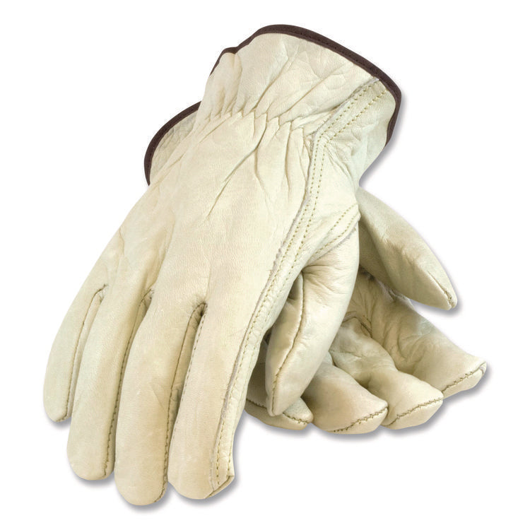 Economy Grade Top-Grain Cowhide Leather Work Gloves, Gunn Cut, Wing Thumb, Small, Tan, Pair