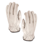 Top-Grain Pigskin Leather Drivers Gloves, Gunn Cut, Keystone Thumb, Large, Gray, Pair