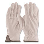 Top-Grain Pigskin Leather Drivers Gloves, Gunn Cut, Keystone Thumb, Medium, Gray, Pair