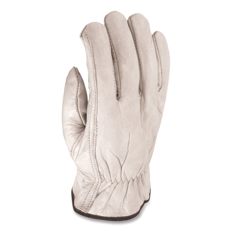 Top-Grain Pigskin Leather Drivers Gloves, Gunn Cut, Keystone Thumb, Medium, Gray, Pair
