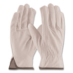 Top-Grain Pigskin Leather Drivers Gloves, Gunn Cut, Keystone Thumb, X-Large, Gray, Pair