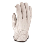 Top-Grain Pigskin Leather Drivers Gloves, Gunn Cut, Keystone Thumb, X-Large, Gray, Pair