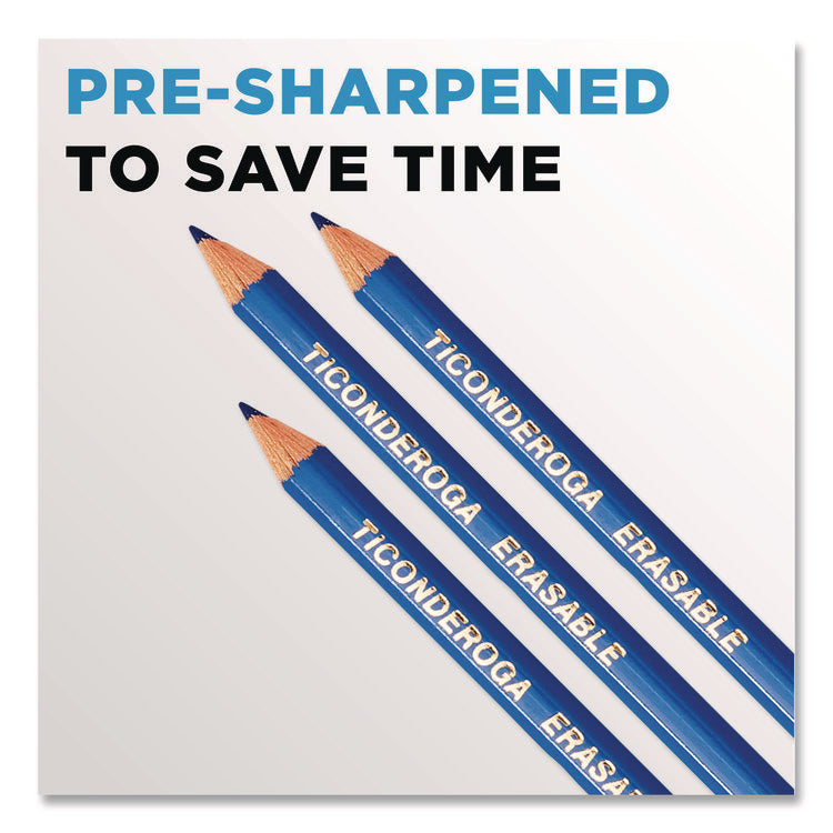 Erasable Colored Pencils, 2.6 mm, 2B (#2), Blue Lead, Blue Barrel, 12/Pack