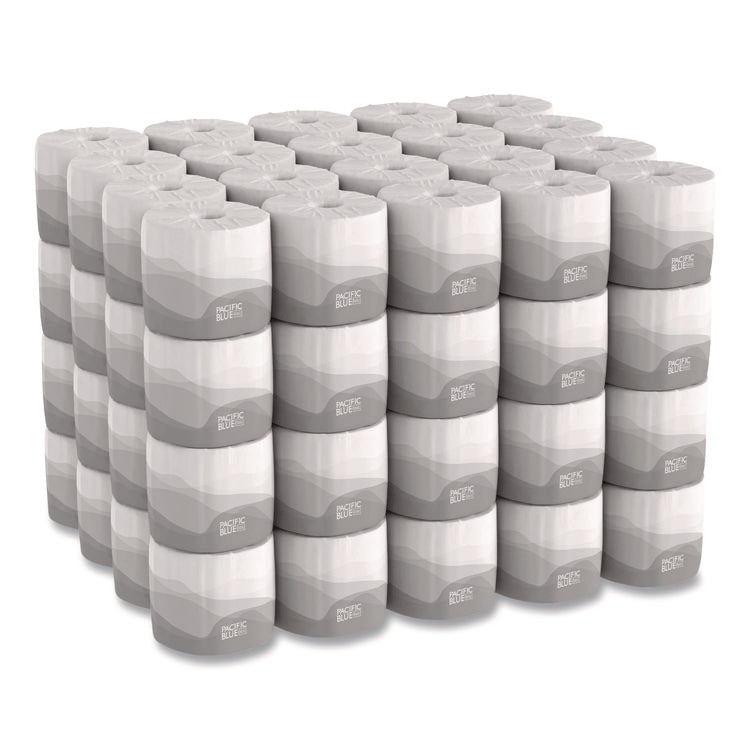 Pacific Blue Basic Bathroom Tissue, Septic Safe, 1-Ply, White, 1,210 Sheets/roll, 80 Rolls/carton