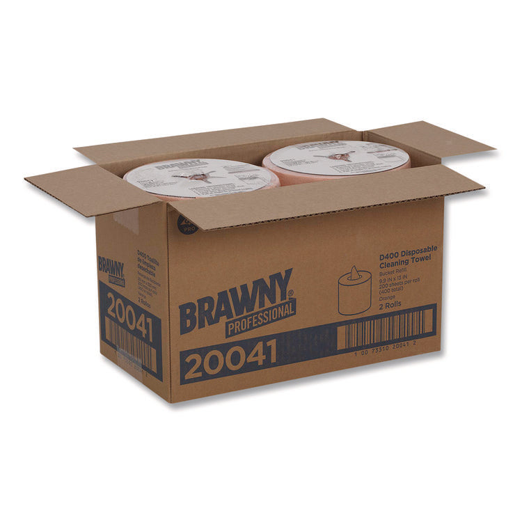 Medium-Duty Wiper Refill, 1-Ply, 10 x 13, Unscented, Orange, 200/Roll, 2 Rolls/Carton