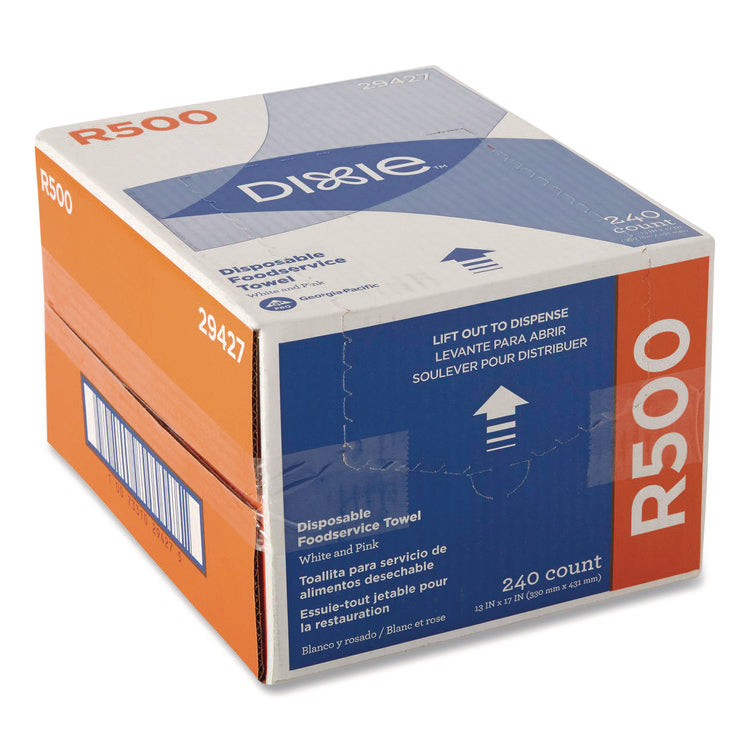 Dine-A-Wipe Foodservice Towels, 13 x 17, Pink, 240/Carton