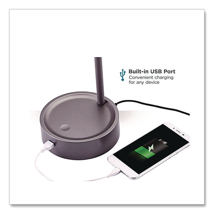 Flexible Gooseneck LED Desk Lamp, with USB Port, Gray