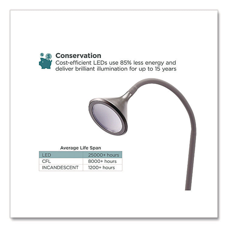 Flexible Gooseneck LED Desk Lamp, with USB Port, Gray