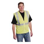 ANSI Class 2 Four Pocket Zipper Safety Vest, Polyester Mesh, X-Large, Hi-Viz Lime Yellow