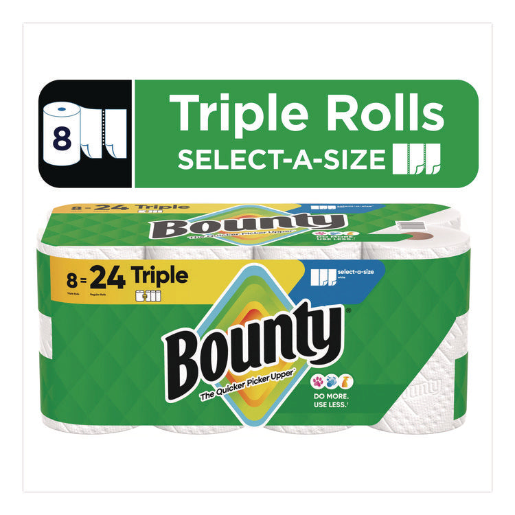 Select-a-Size Kitchen Roll Paper Towels, 2-Ply, White, 6 x 11, 123 Sheets/Roll, 8 Triple Rolls/Carton