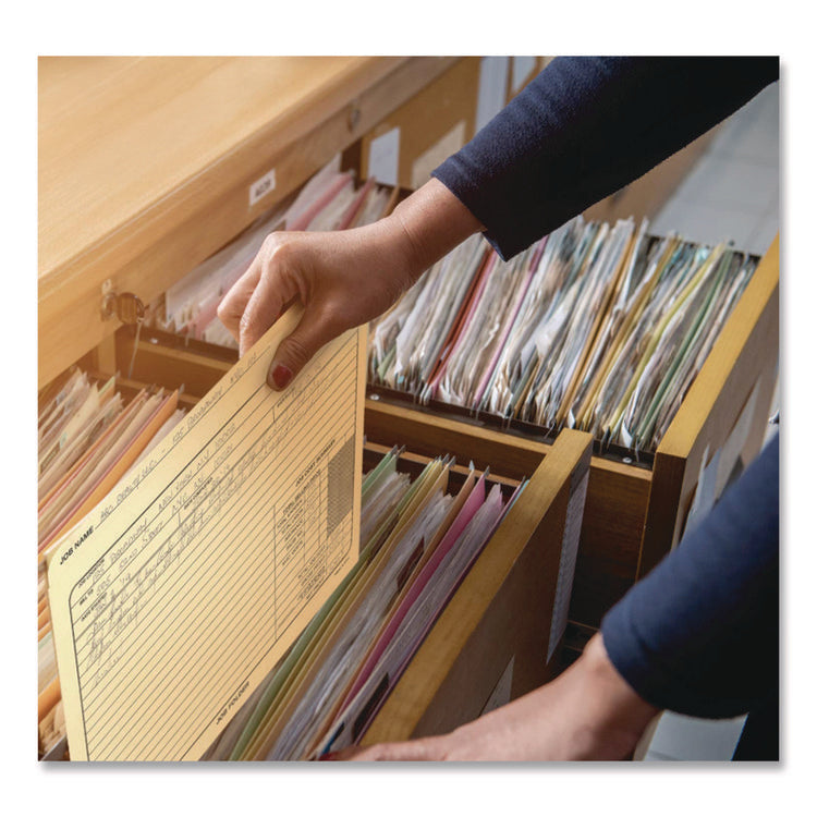 Pre-Printed Heavy-Duty Reinforced File Pocket, 2" Expansion, Letter Size, Manila, 15/Pack